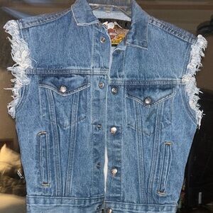 Harley-Davidson Distressed Denim Vest NWOT
